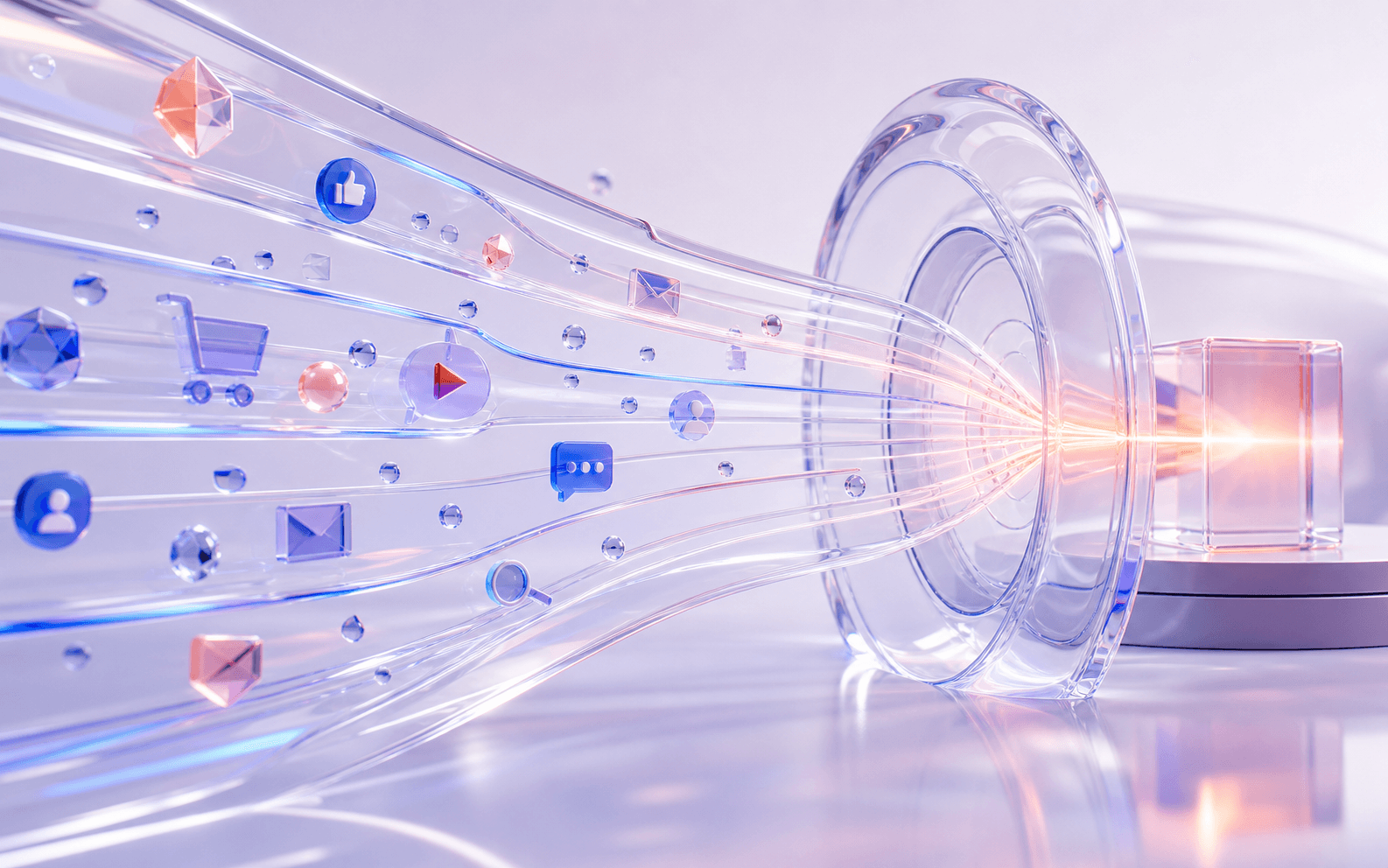 Canales transparentes que convergen en un objetivo de marketing